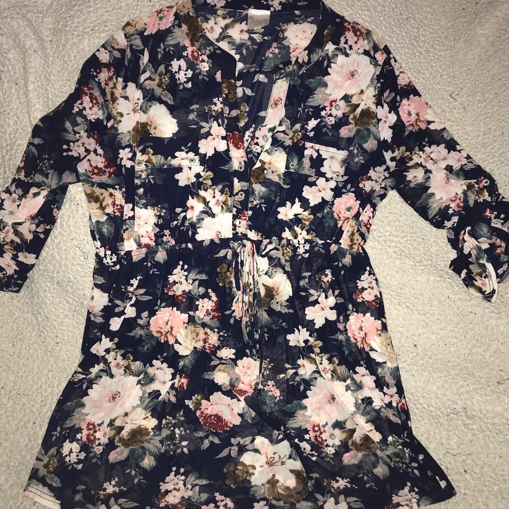 🌸🌺 Blue Floral Maternity Sheer Top- XLarge